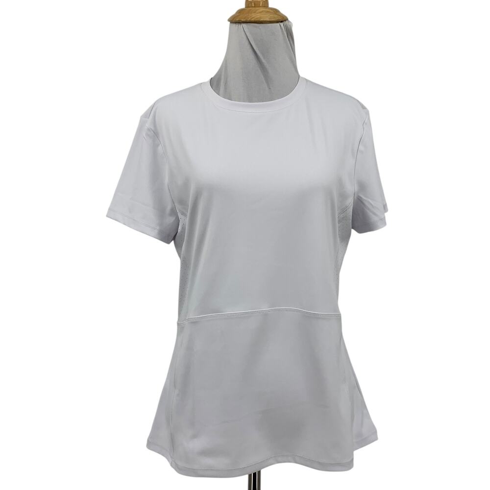 Spyder Active T Shirt Womens M Medium White Short Sleeve Performance Paneled Tee